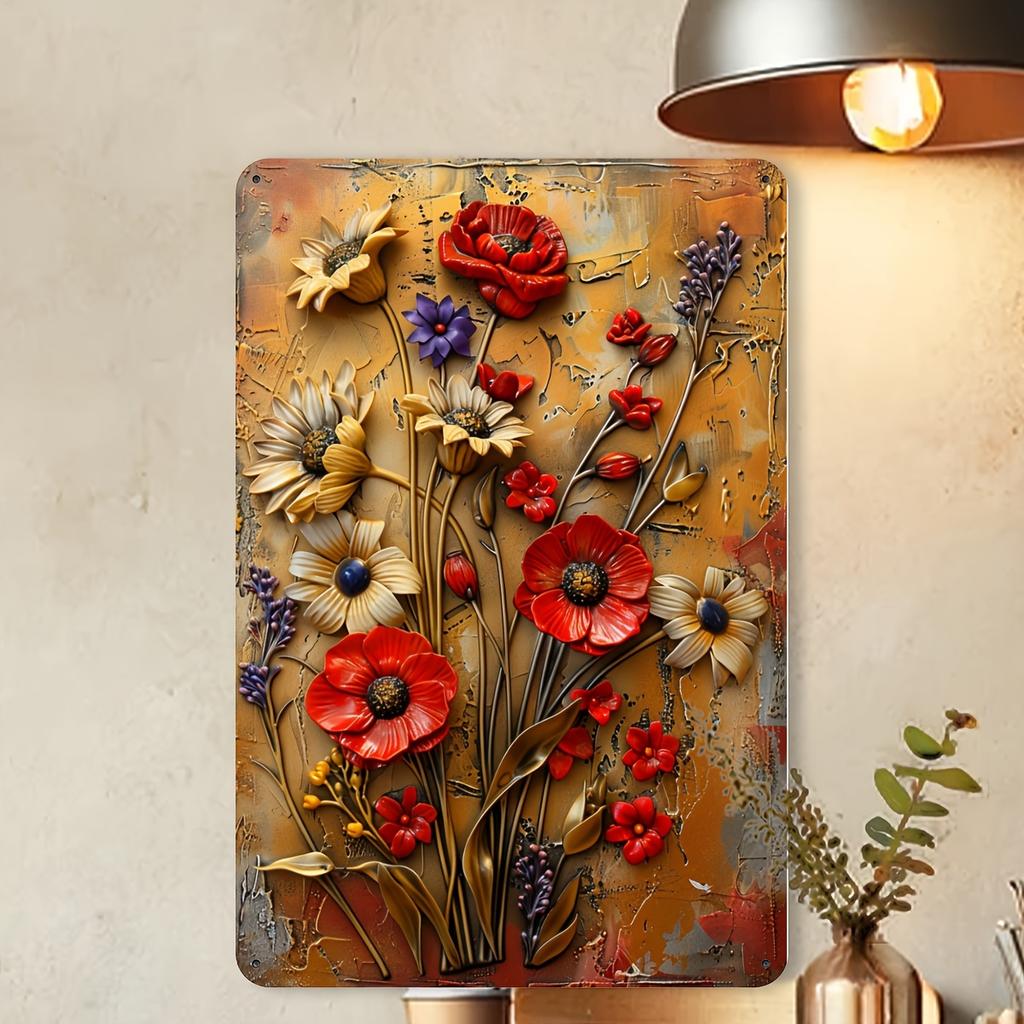 Creative Daisy Retro Metal Tin Sign, Interesting Plant and Flower Wall Art Decoration, Forest Garden Wall Retro Decoration