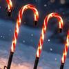 Red White Christmas Decor 4Pcs Solar Candy Cane Pathway Lights Outdoor Stake Waterproof Decorative Stakes Garden Lights for Yard Lawn Patio