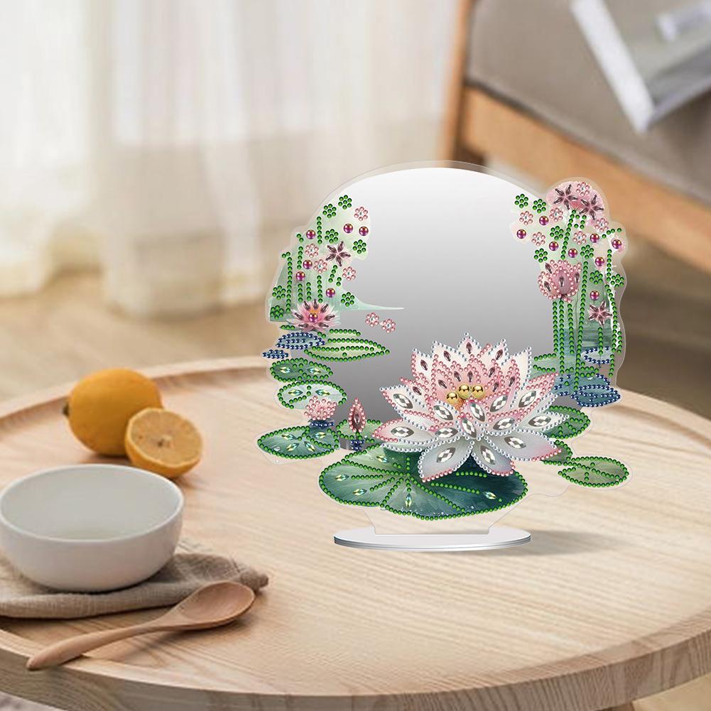 Acrylic Flower Animal Diamond Mirror Art Craft Crystal Diamond Art Painting Mirror for Table Ornaments