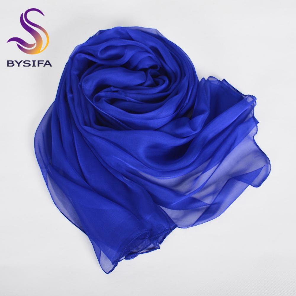 

[BYSIFA] Светло-голубой Осень Зима 100% шелк Длинные шарфы палантины Женская мода Большой шейный платок шаль Весна Лето Шелковый платок накидка