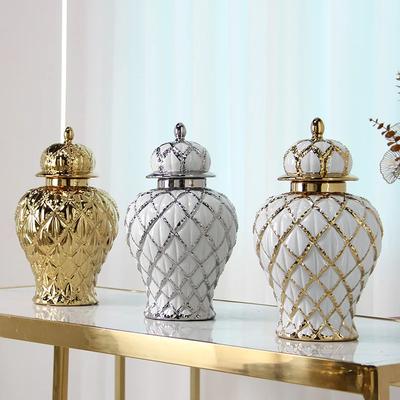 Borcan general de galvanoplastie ceramică de lux Artizanat pentru acasă Ornamente de decorare cu flori pentru camera de zi Verandă vază decorativă porțelan