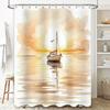 Watercolor Sailboat Shower Curtain Soft Pastel Yellow Beige Bath Decor for Home Bathroom Custom Size Available (84x72 inches)