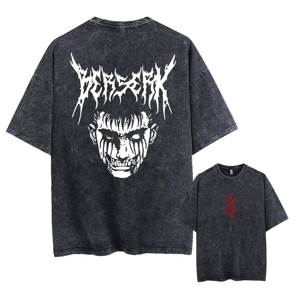 

Вінтажний washed футболка з аніме принтом Harajuku Streetwear Графічна футболка Літній топ з коротким рукавом Бавовняна футболка для жінок чоловіків M