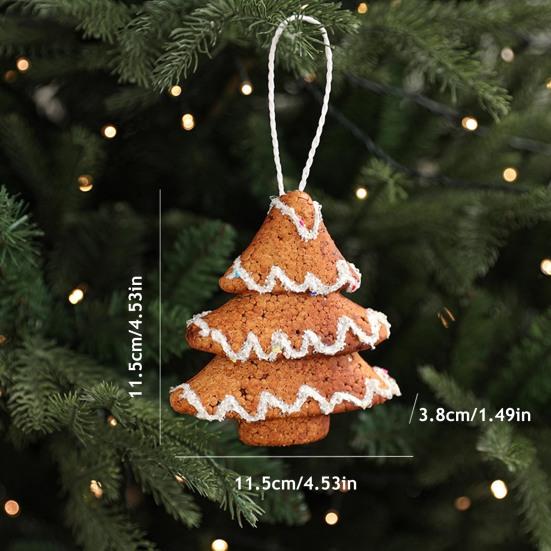 Christmas Ornaments 3D Foam Gingerbread/Star/Candy Cane Christmas Decoration Sticky Powder Hanging Decor for Xmas Tree
