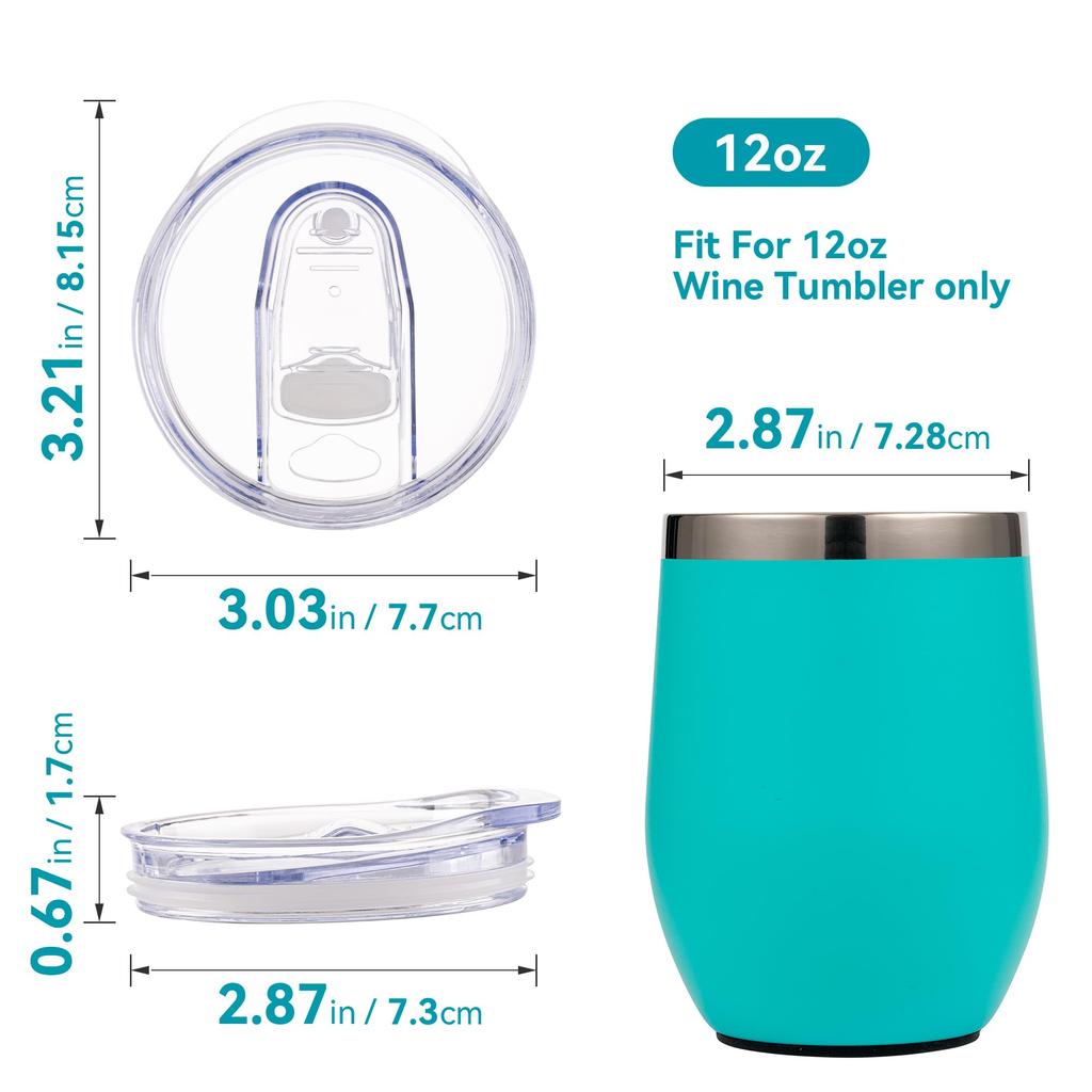 Suitable for 12oz Spill-proof Wine Glass Lid 2 Pack Transparent