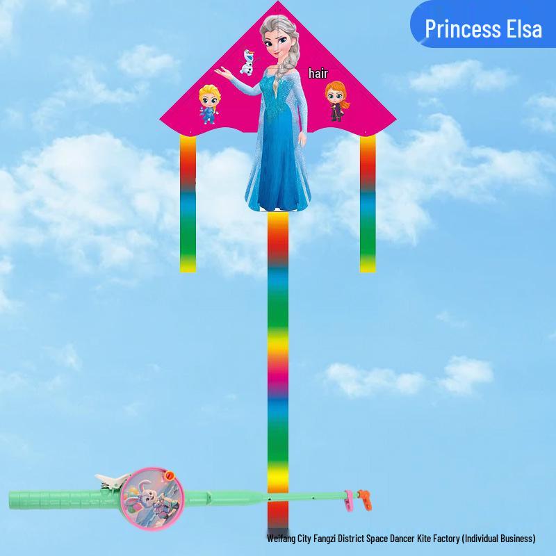 Weifang Kids  Cartoon Fishing Rod Kite: Easy-to-Fly Triangle Kite for Light Breezes 45 Dynamic