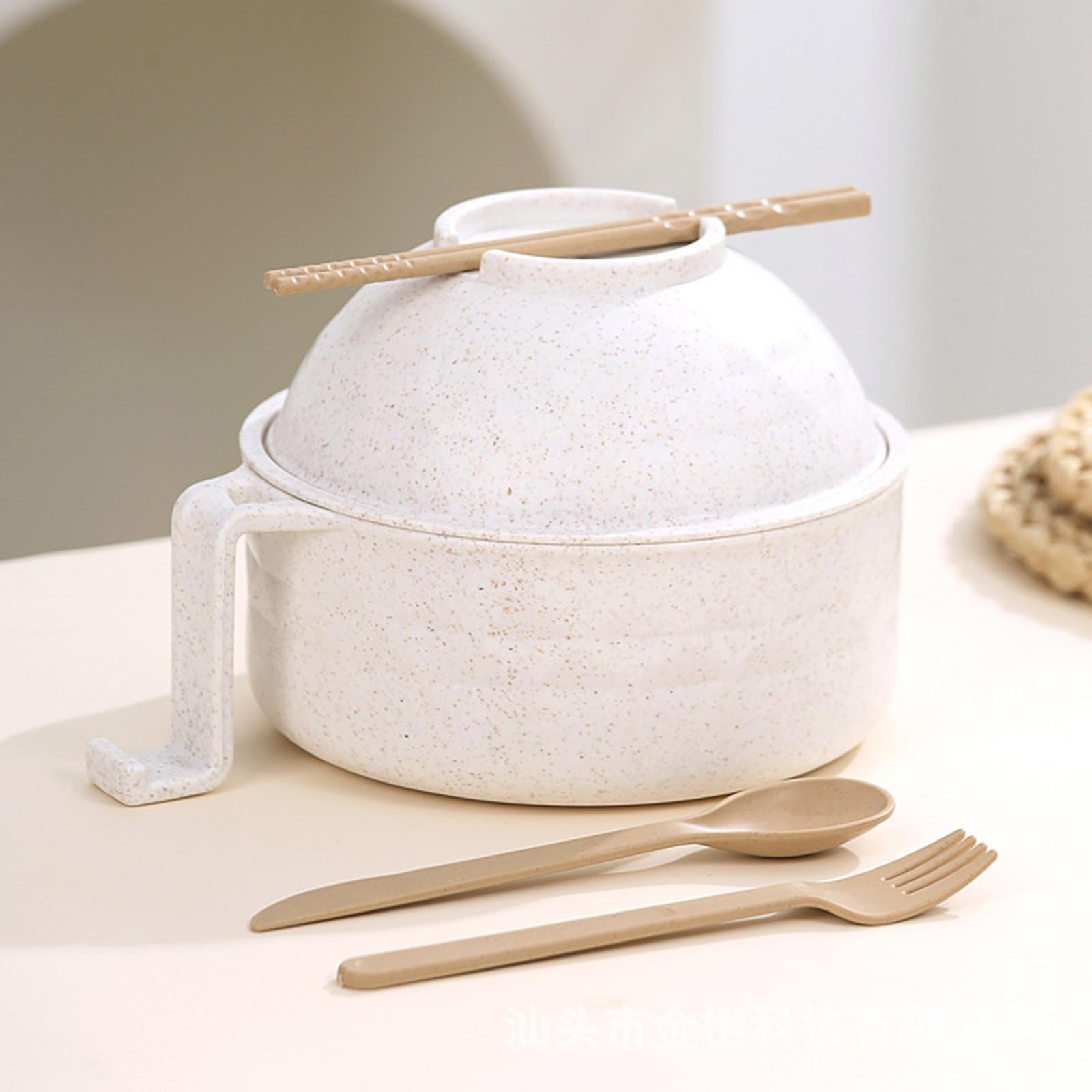 

Миска для лапши быстрого приготовления, студенческая миска для рамена с большими волокнами, набор столовых приборов для столовой, набор из шести предметов для супа One Size бежевый