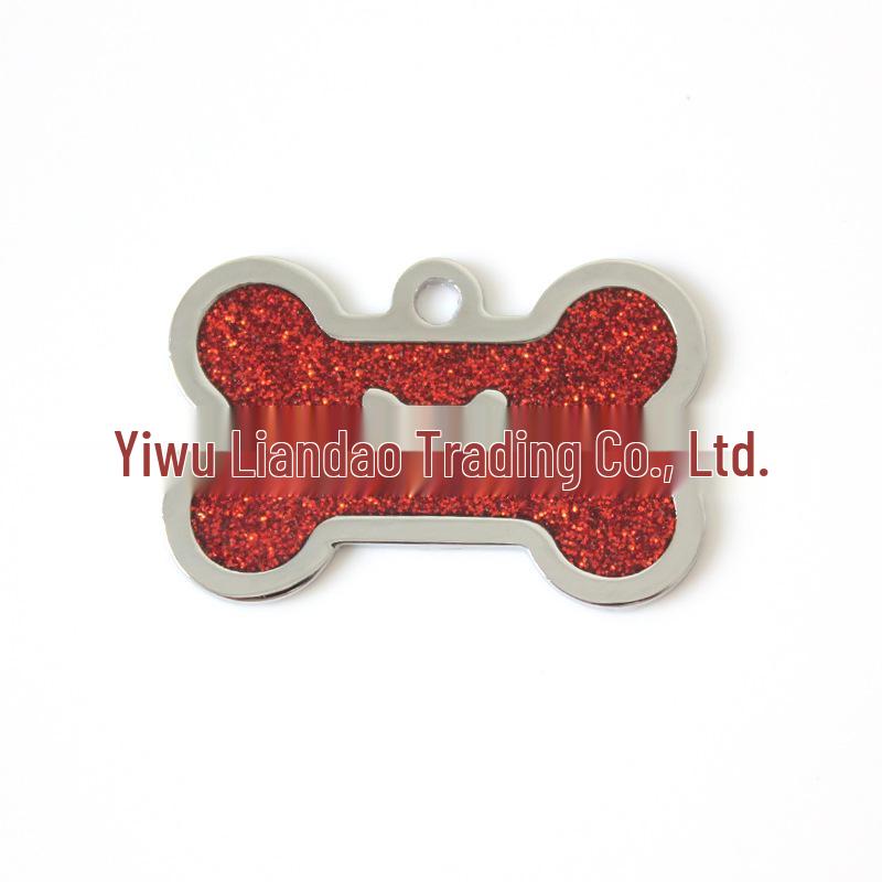 HC535 10-Color Glitter Dog Bone Metal Pet Tag Pendant