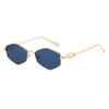 Women'S Rhombus-Shaped Metal Personality Small Frame Sunglasses Fashionable Dressing Travel Beach Uv400 Resistant Shades Glasses