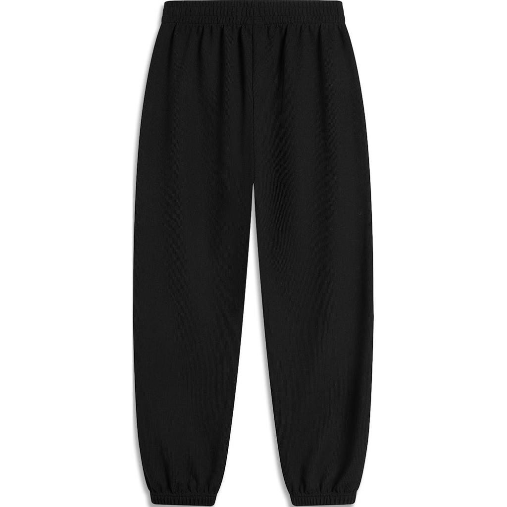 Li Ning Sports Trend Series Solid Color Breathable Comfortable Casual Knit Sports Pants Women Bottoms Black AKLU570-2