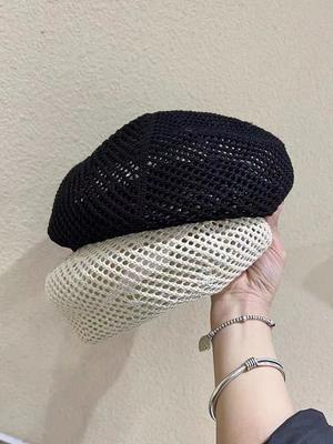Summer Empty Breathable Black Temperament Beret Ladies Casual Versatile Face Little Painter Hat Beret