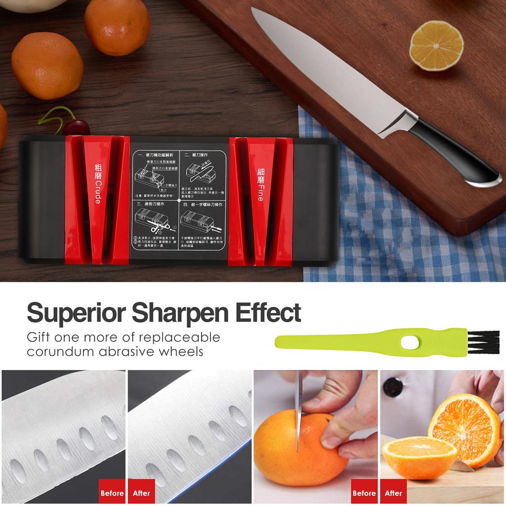 Electric Knife Sharpener Automatic Cut Sharpeners 15-Degree Bevel Crude and Fine Grooves Knives Scissors Kitchen Cutter Grinder