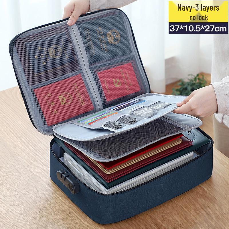 Large Capacity Multifunctional Lockable Document Bag for Family and Passport Storage