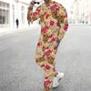 Men Purple Lace Background Skull Purple Rose Print Long Sleeve Sweatshirt And Jogger Pants Two Piece Outfit