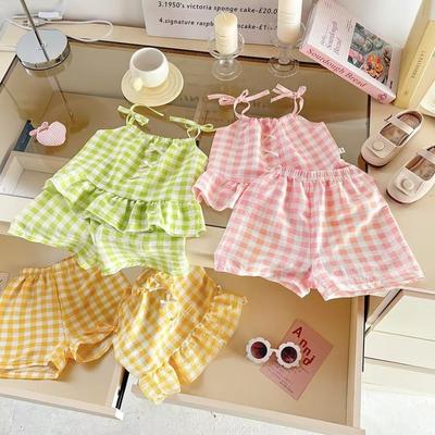 Thin Girls Kids Sling Shorts Set Bow Waistcoat Skirts Fashion Vest Skirt  Summer