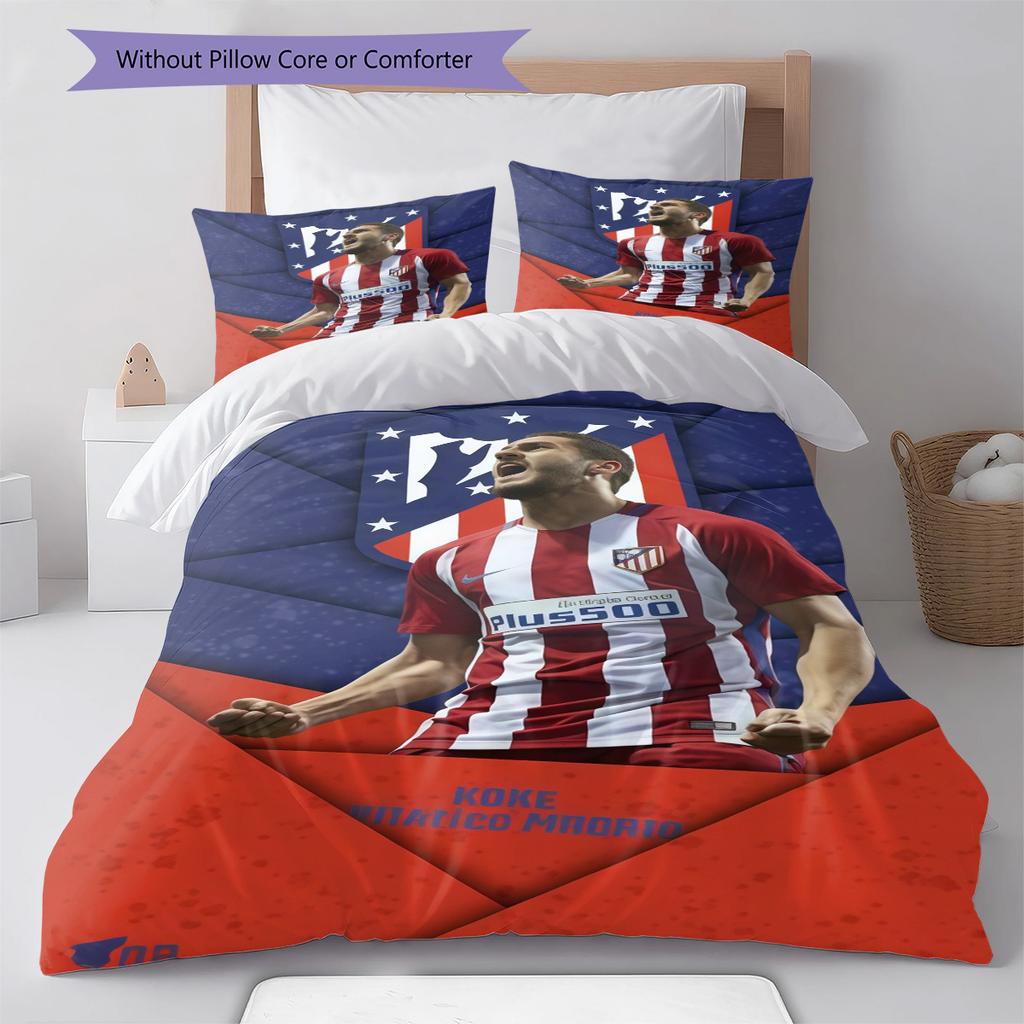 Juego de Edredón Ropa de Cama Atleti Funda de Edredón Funda de Almohada Decoración del Hogar Regalo de Cumpleaños (1 * funda nórdica + 2 * fundas de almohada, sin núcleo)