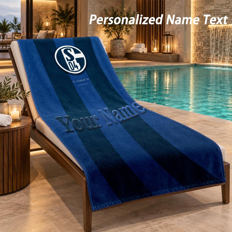 Benutzerdefinierter Text Schalke 04 FC Druck Strandtuch Großes Handtuch für Zuhause Badezimmer Strand 70cmx140cm(27x55inch)