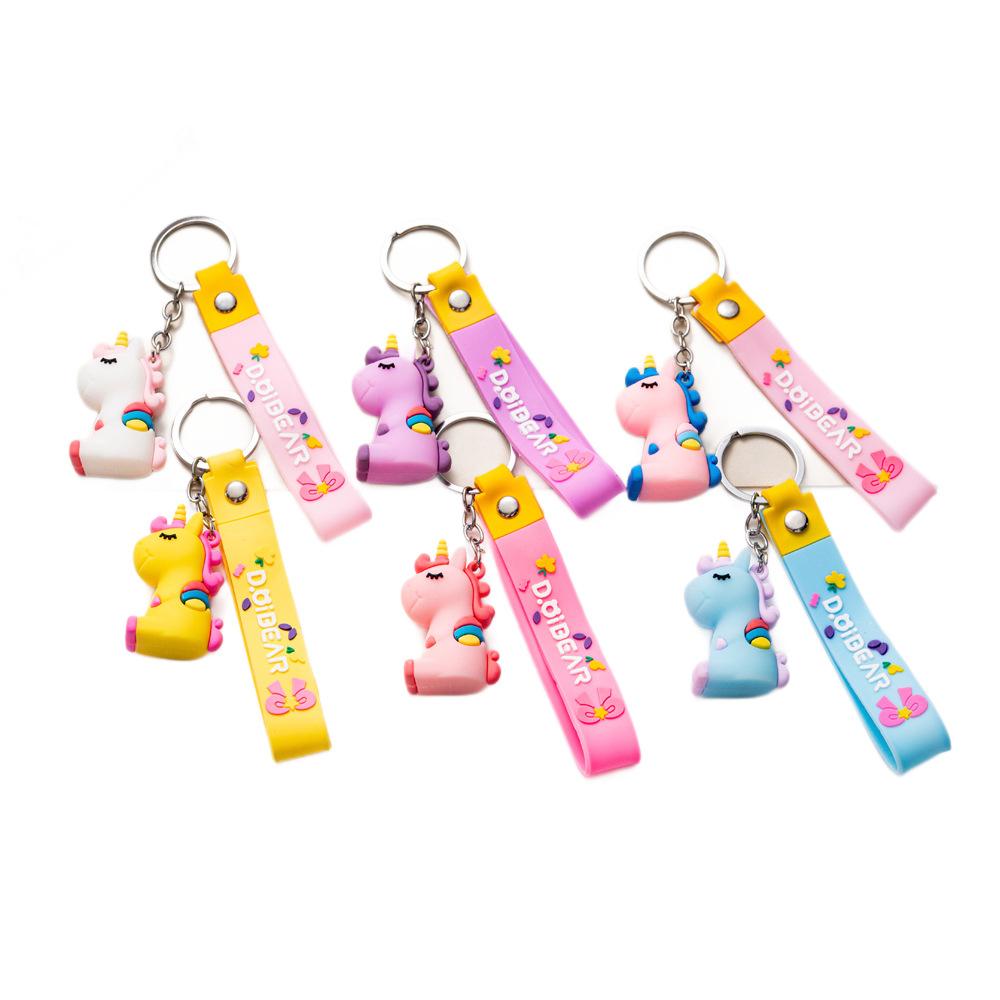 Cartoon Rainbow Unicorn Keychain Pendant New Year's Edition Bag Pendant Car Keychain Gift