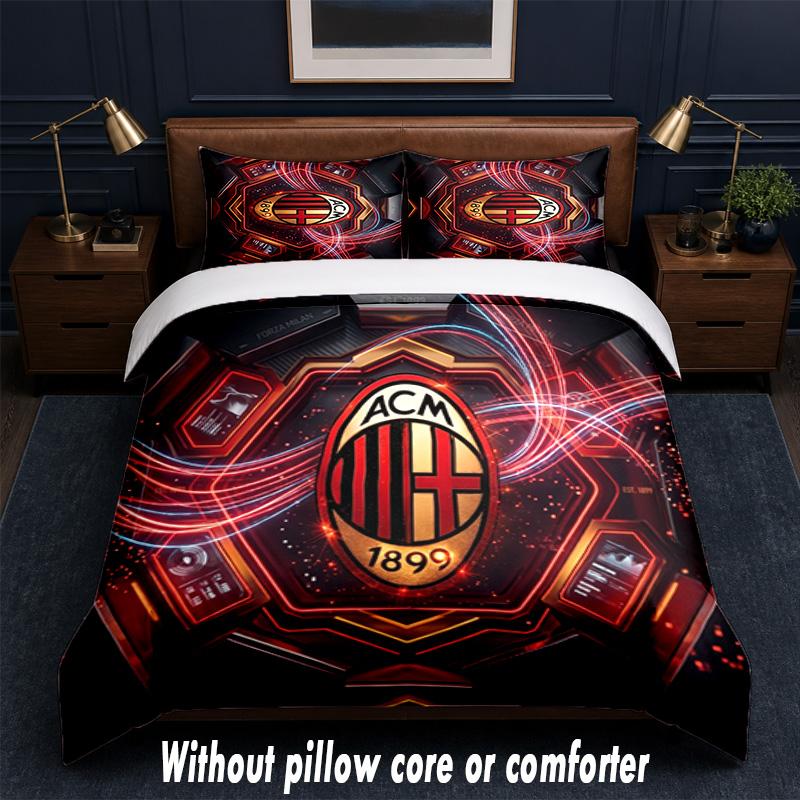 AC Milan Design Bed Bedding Set 1 Duvet Cover + 2 Pillowcases Soft Breathable Household Bed Linens