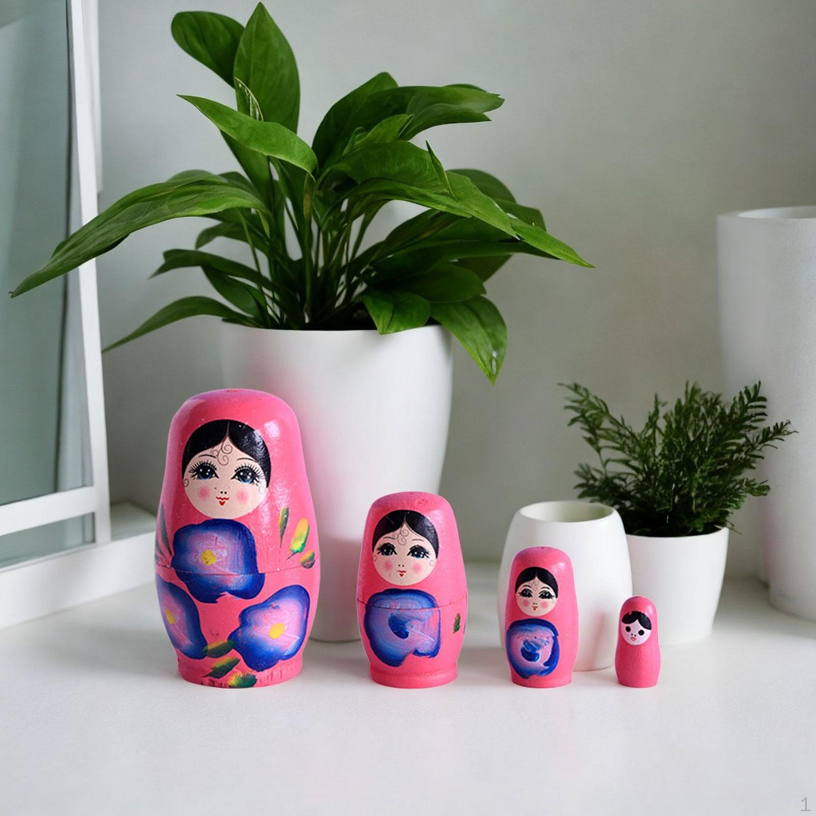 

Набор из 4 кукол, русские куклы, подарок, ремесло, милая деревянная сборка с героями мультфильмов для розовый