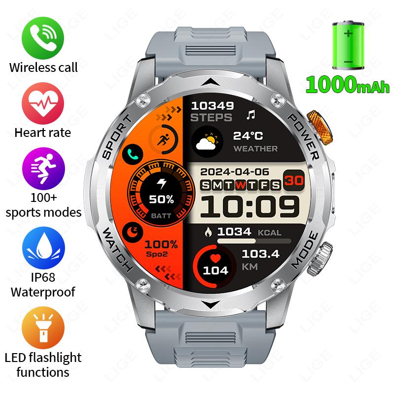 1000 mAh Smart Watch 1.7 Inch Screen Bluetooth Call Voice Assistant Watch Sports Fitness IP68 Waterproof Smartwatch For Men