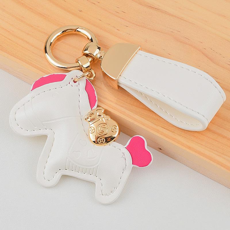 Pregevole Ciondolo Scuola in Pelle Cartoon - Portachiavi con Ciondolo Cavallo Carino Regalo