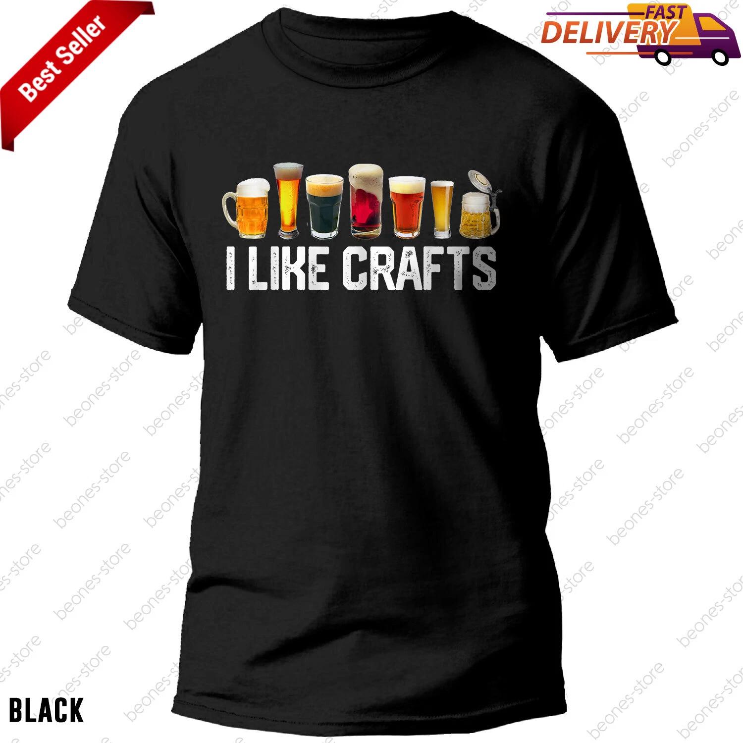 I LIKE CRAFTS Craft Beer Microbrew Hops Funny Gift Dad Men T-shirt, Tee Gift XL