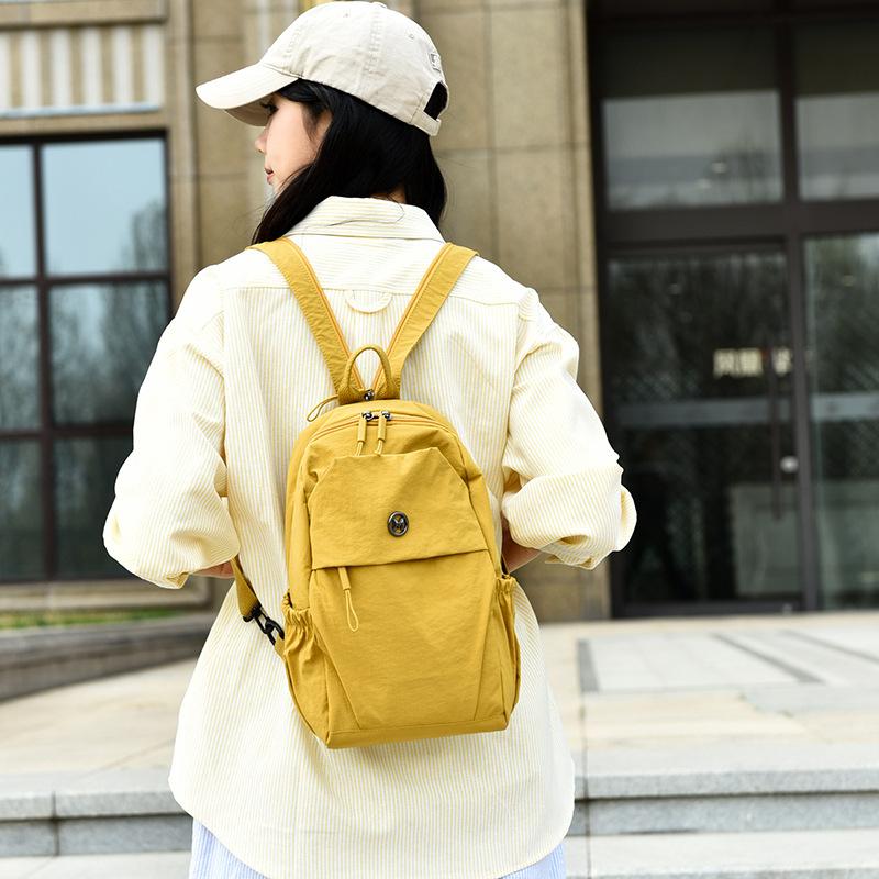 Solid Color Casual Backpack Shoulder Crossbody Bag Japanese Versatile Canvas Computer Bag