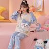 2026 Autumn Children's Cartoon Long Sleeve Pajama Set - Round Neck, Outdoor Wear, Imitation Cotton
