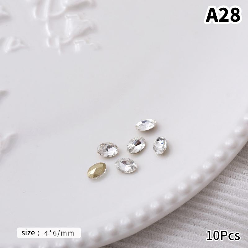 10 Stück Weiß Durch Nagel Punkt Diamant Accessoires Herzform Wassertropfen Steine Für DIY Nageldekoration