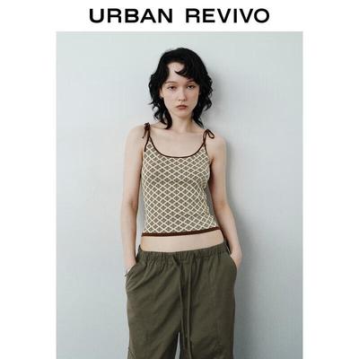 UR Dámský retro kostkovaný pletený tílko