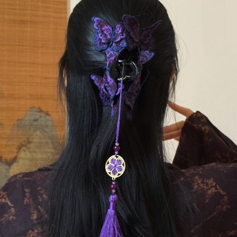 Plastic Butterfly Hair Claw Flower Tassel Large Shark Clip Fashion Hair Grab Clip Wedding