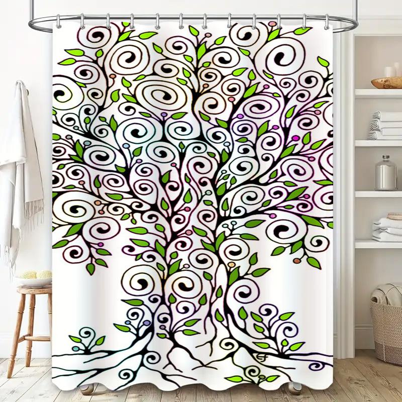 Colorful Tree Shower Curtain Modern Trendy Decor for Your Bathroom Made with Waterproof Fabric for Long Lasting Use