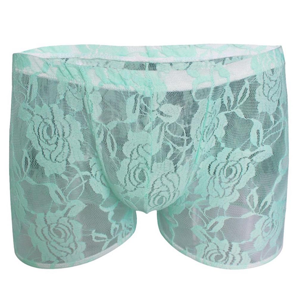 Men Hollow Lace Mesh See Through Underwear Panties