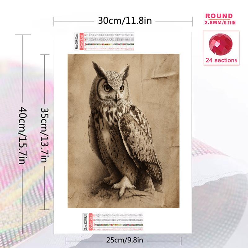 Vintage owl Pattern 3pcs 100% Round Full Drill 5D DIY Diamond Painting Embroidery Cross Stitch Rhinestone Décor