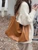 2025 Trendy Women's Large Capacity Korean Tote Bag - Super Soft Retro Style for College & Shopping