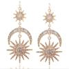 Big Luxury Sun Moon Stars Drop Earrings Rhinestone Punk Earrings for Women Jewelry Boho Vintage Statement Earrings.