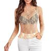 2024 European & American Style Lace Floral See-Through Long-Sleeve Women's Top