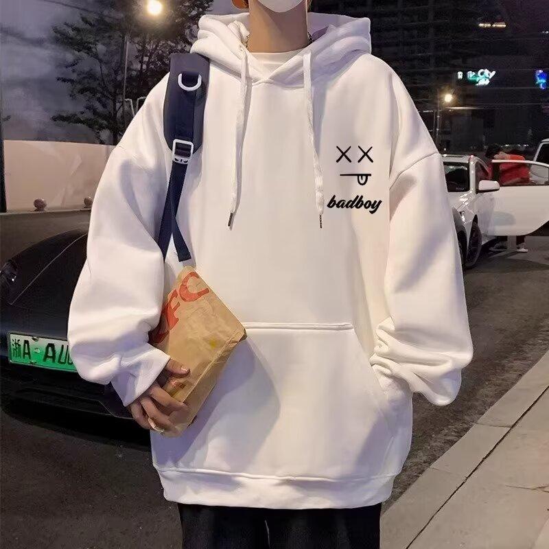 Men's Hooded Sweater Casual Loose Trendy Top Letter Printed All-Matching Coat