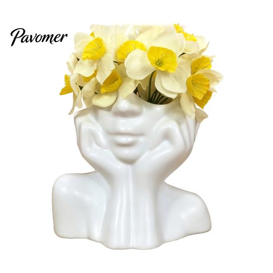 Office Supplies Organizer Abstract Face Vase, Artistic Female Pen Holder, Makeup Brush Home Aesthetic Decor Modern Decorative Vase Centerpiece