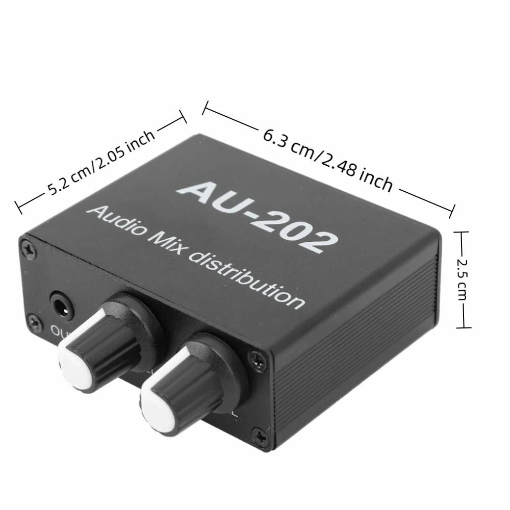 Independent Volume Control Small Sound Mixer 2 In 2 Out Dual-Channel Stereo Mixer  For Headphone