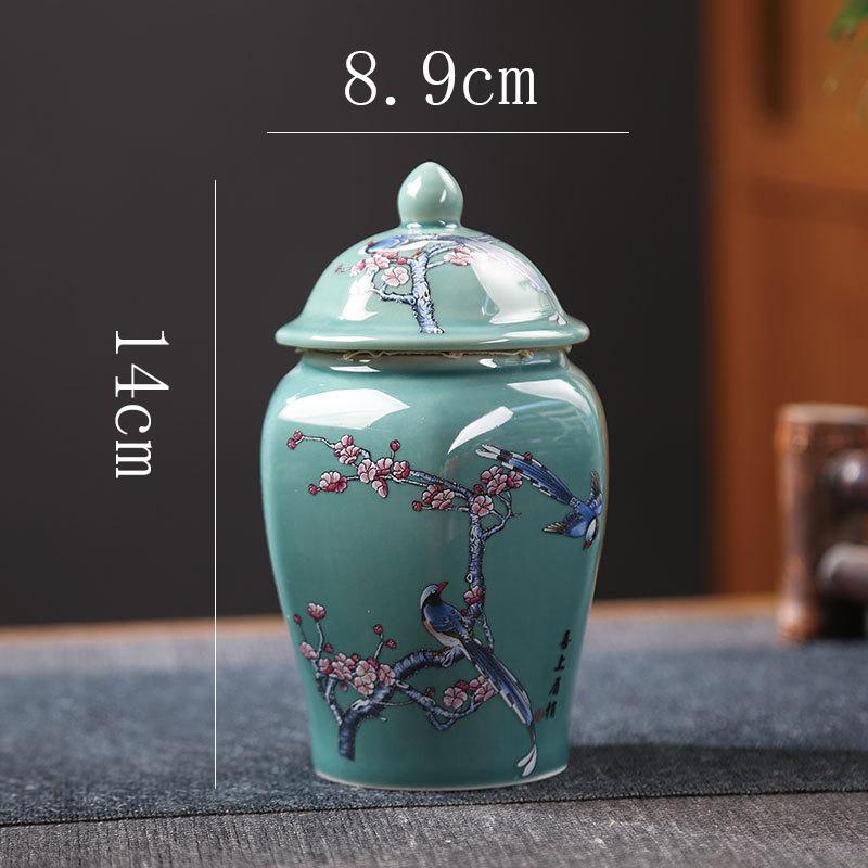 

Classic Ceramic Tea Box Home Candy Sealing Jar Hexagonal Plum General Jar Table Top Flower Arrangement Vase Home Decoration New