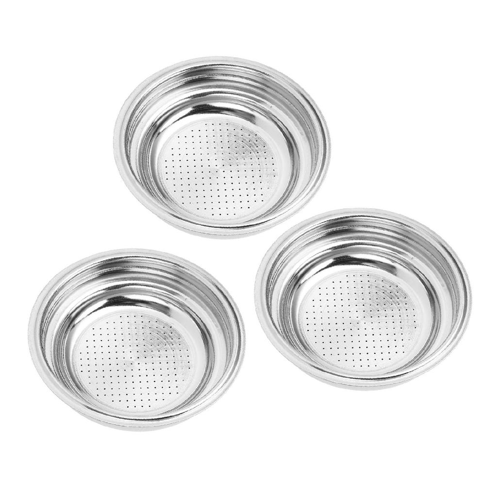 3pcs Stainless Steel Coffee Filter 51mm Pressurized Filter Basket Reusable Coffee Powder Filter Bowl
