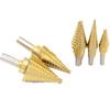 Beliebtes 5-teiliges Stufenbohrer-Set aus britischem Stahl: Triangle Tower, 1/4-1-3/8 Zoll, Spezial-Lochöffner.
