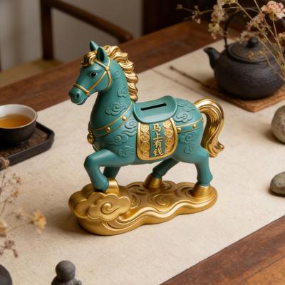 Savings Bank Horse Resin Cute Collectible Figurines Saving Money Box Chinese Decor for Home Office Apartment Dorm Holiday