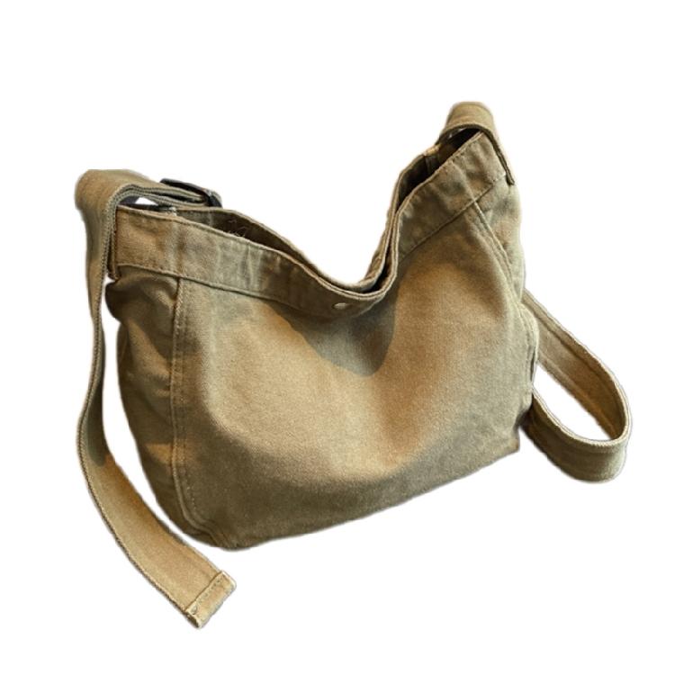 Japanese Canvas Crossbody Bag for Girls Contemporary Messenger Shoulder Bag зелёный