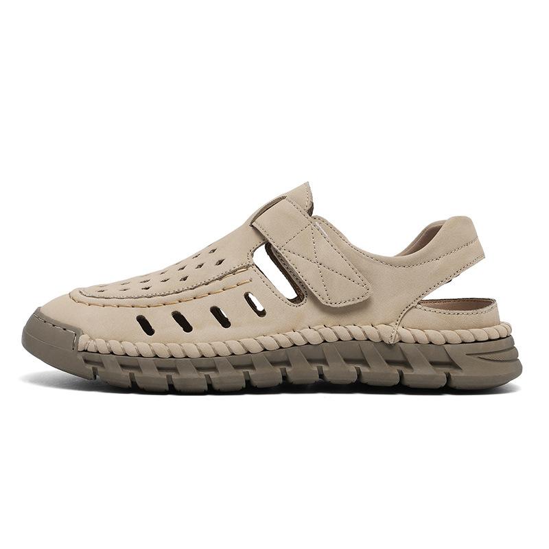 Summer Sandals Brand Hollowed Out Men's Breathable Beach Shoes Fashionable Men's Hand Sewn Comfortable Soft Soled Casual Shoes