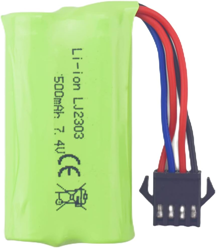 7.4V 500mAh High-Speed Lithium Batteries – 2 Pack – Compatible with EC16 DE85 RC Boat, Car, and Ship Models