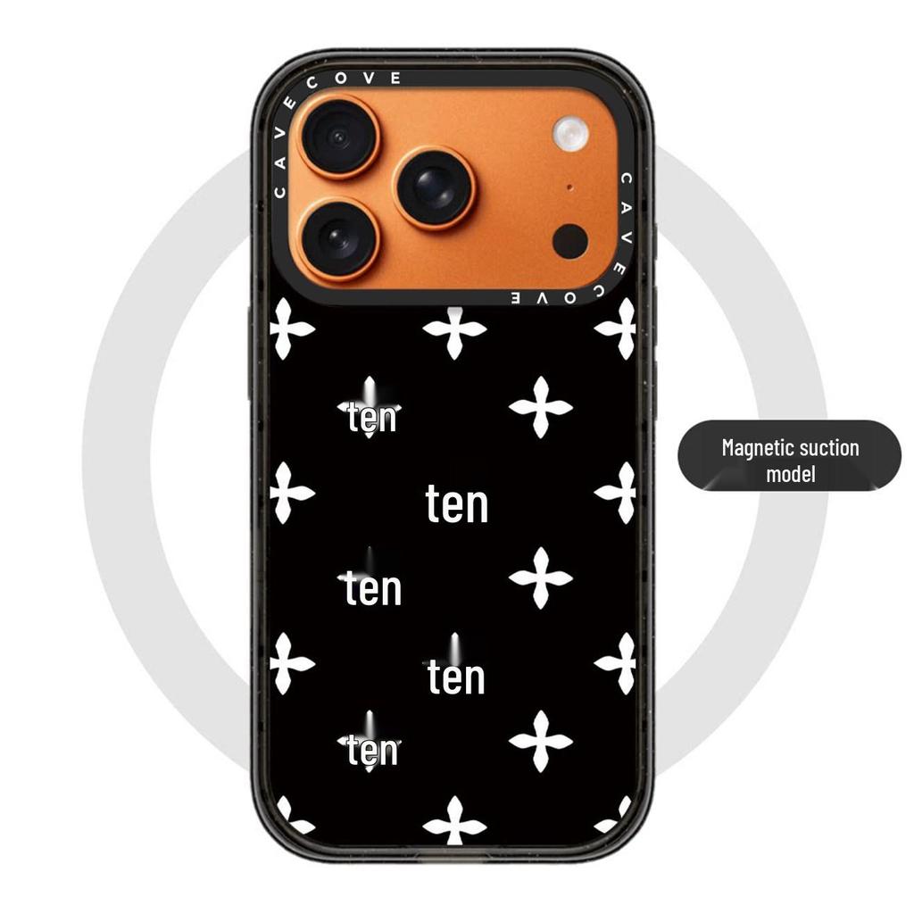 Stylish Polka Dot and Cross Flower MagSafe Case for Apple 17/15 Pro Max Phone