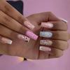 24Pcs French Long Ballet Square Fake Nails Removable Full Cover Press On Nails Acrylic False Nail Tips